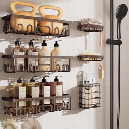 Shower Caddy 6-Pack No Drilling & Rustproof Waterproof Adhesive Shelves Rack with Soap Holder Large Capacity Bathroom Organizers and Storage Wall-Mounted Kitchen & Home Decor Shower Caddy 6-Pack No Drilling & Rustproof Waterproof Adhesive Shelves Rack with Soap Holder Large Capacity Bathroom Organizers and Storage Wall-Mounted Kitchen & Home Decor