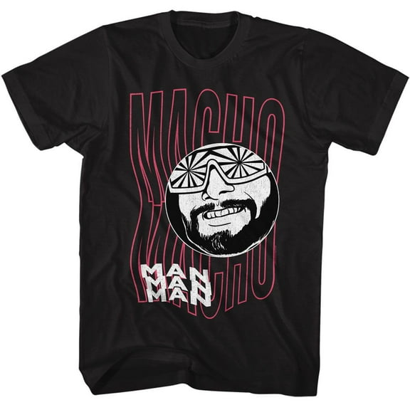 Macho Man Funky Text Black Adult T-Shirt 4Xl