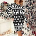 thumbnail image 2 of Fiaer Womens Christmas Sweater Dress Trendy Funny Reindeer Graphic Crew Neck Long Sleeve Plus Size Pullover Casual Comfort Xmas Tops Black XL, 2 of 4