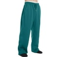 thumbnail image 4 of Domuza Sweatpants for Men Baggy Wide-Leg Casual Stretch Waist Drawstring Sweat Pants Fall Winter Loose Fit Solid Sport Trousers with Pockets Turquoise L, 4 of 7