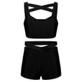 thumbnail image 2 of Sinleey Girls 2 Piece Gymnastics Outfits Sports Crop Top with Shorts Activewear Set Summer Sports Black 10, 2 of 7