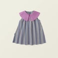 thumbnail image 2 of Glisme Girls Dresses Casual Big Collar Contrast Color Summer Spring Outfit For Toddler Kids Comfortable Stylish Purple Sundress Size 3-4 Years, 2 of 9