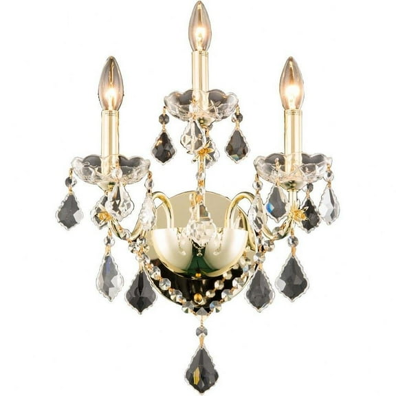Three Light Wall Sconce-Gold Finish-Royal Cut Crystal Type Bailey Street Home 390-Bel-3336136