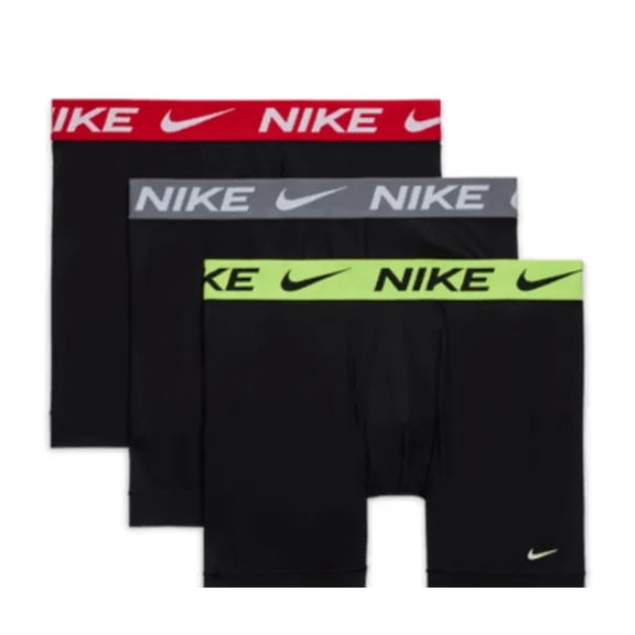 Men's Nike KE1015 Essential Stretch Micro Boxer Briefs - 3 Pack (Volt/Grey/Red Size M)