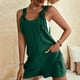 thumbnail image 5 of Gibobby Monos Holgados Mono corto con cuello redondo y bolsillo para mujer(Verde， M), 5 of 5
