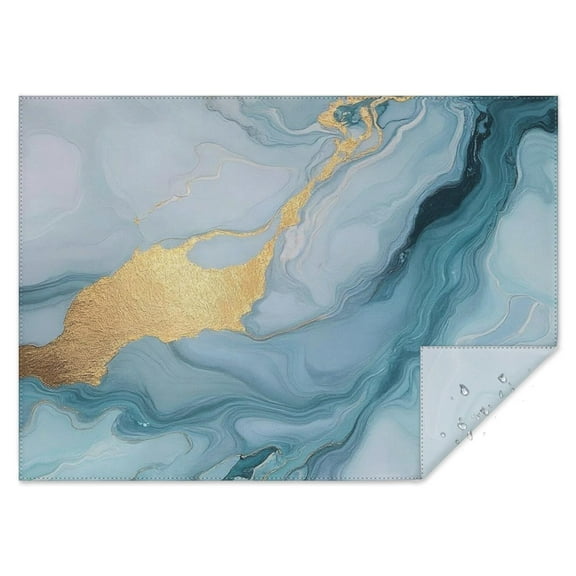 Blue Marble Gold Pattern Rectangle Tablecloth 60"x84",Waterproof Polyester Rectangle Table Cloth, Wipeable Spillproof Polyester Tablecloth for Dining, Camping, Indoor and Outdoor