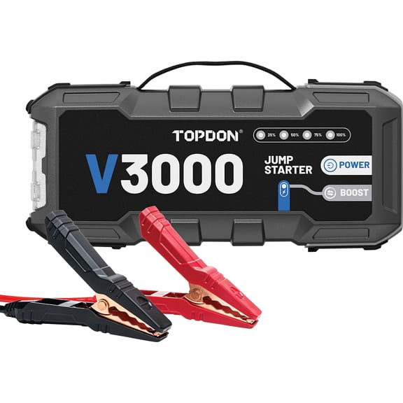 Topdon V3000 3000 Peak Amp Battery Jump Starter, Power Bank, & Flashlight TOP-V3000