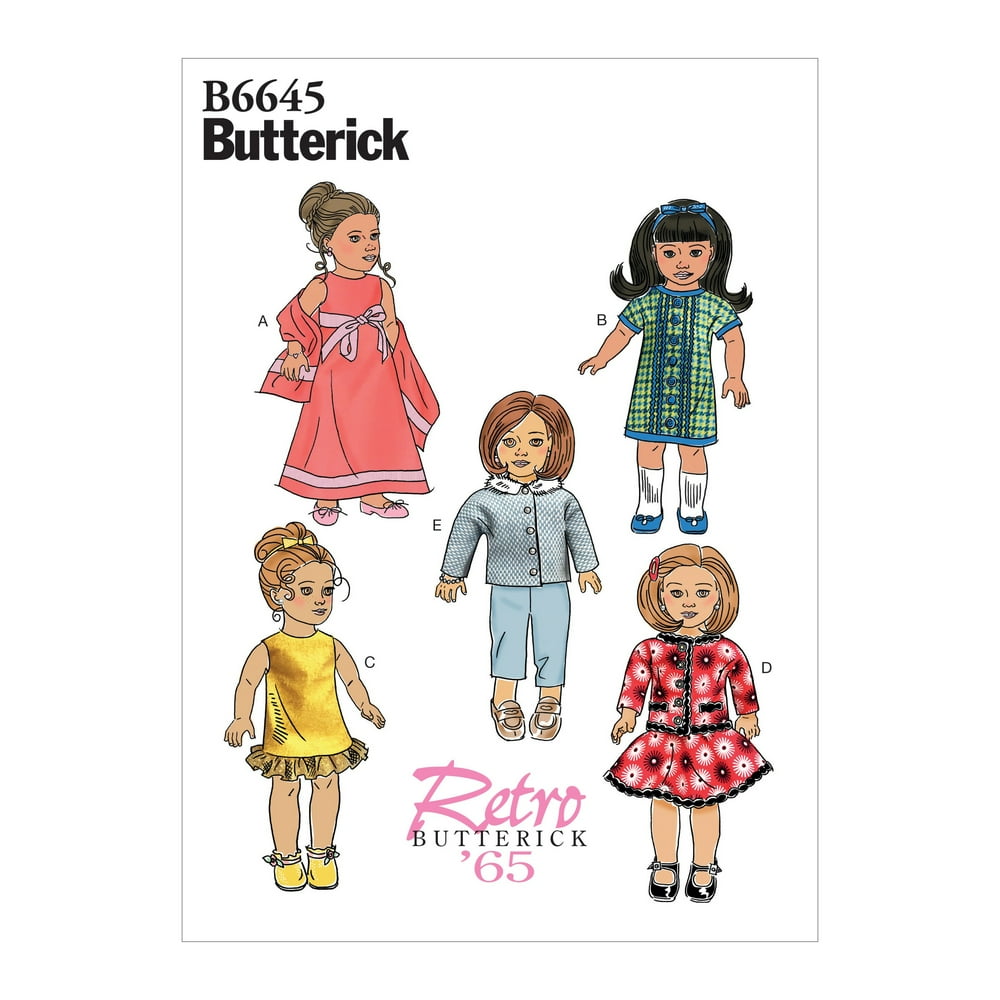 Butterick Pattern Clothes For 18" Doll Sizes One Size Only Walmart