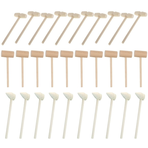 MasteelfCA 30 Pcs Jouet à Marteler pour Enfants, Maillets en Bois Naturel, Marteau à Frapper, Marteaux
