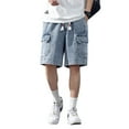 thumbnail image 6 of New men's workwear denim shorts, loose and trendy American retro youth summer capris casual denim shorts, 6 of 25