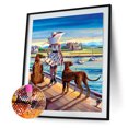 thumbnail image 1 of Cuadros Decorativos 5D DIY chica perro completo redondo taladro diamante pintura Kit imagen mosaico artesanía Likrtyny embutido en tela, 1 of 1
