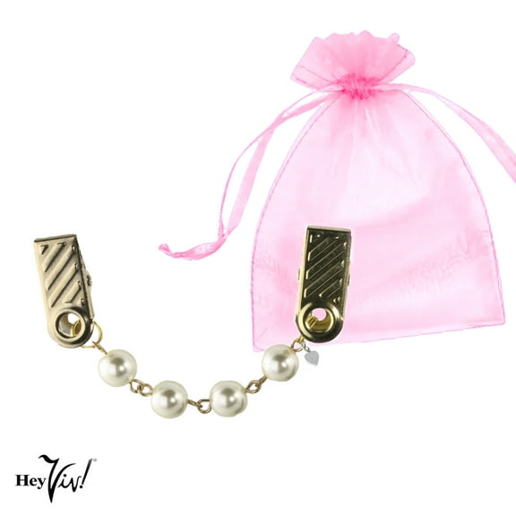 Pearl Sweater Guard Collar Clip - 1" Clip - Retro 50s Vintage Style - Organza Bag