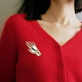 thumbnail image 6 of QccHieUs Women Brooch Lapel Pin Hand Shape Metal Lightweight Scarf Coat Lapel Pin Sweater Gold, 6 of 9