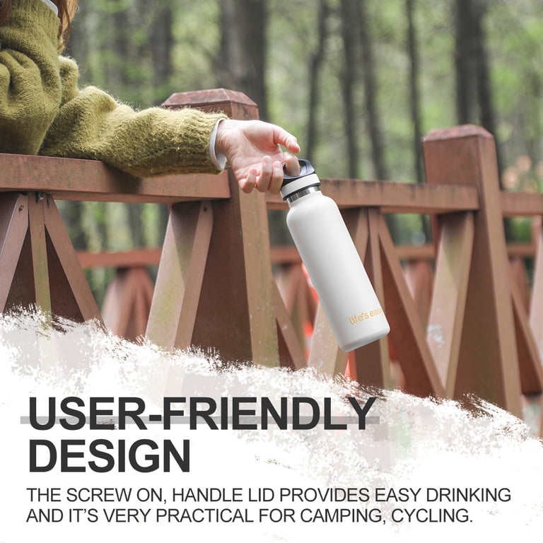 Involve & Evolve Vacuum Insulated Water Bottle 20oz | Double Walled Stainless Steel, Straw & Sport Cap, Sweat Proof, BPA Free (Blue)