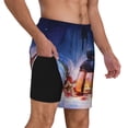 thumbnail image 2 of Kdxio Lantern On Snow Print Men'S Swim Trunks With Compression Liner 7 Inch Inseam Quick Dry Swim Shorts, 2 of 7
