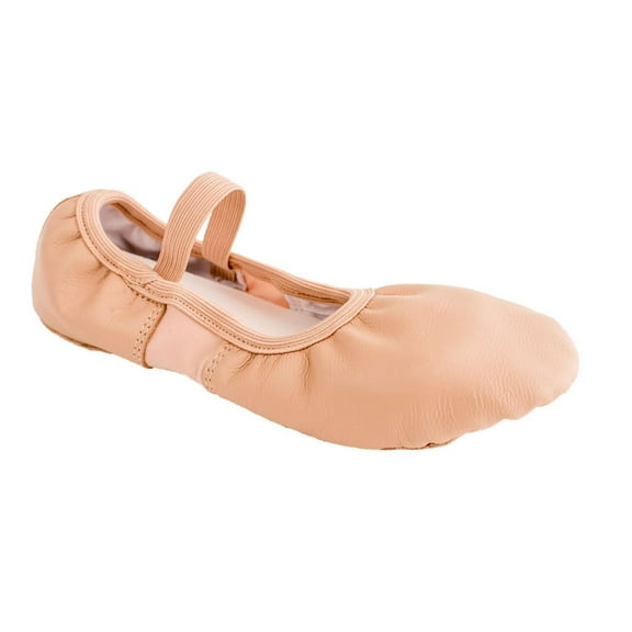 Dance Class Leann Pink Leather and Spandex Split-sole Ballet Slippers for Little and Big Girls Size 13