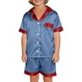 thumbnail image 2 of Conjunto navideño para padres e hijos, camiseta de manga corta con estampado navideño a cuadros, pantalones con bolsillos laterales, blusa de poliéster, 2 of 6
