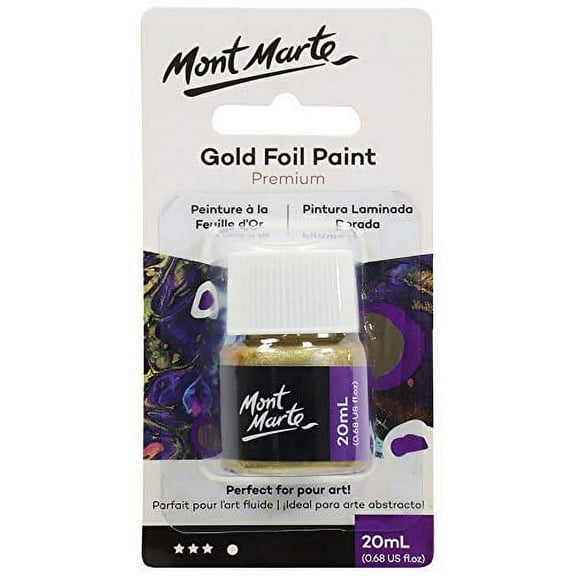 Mont Marte Premium Gold Foil Paint 0.67oz (20ml), Suitable for Pour Painting, High Pigment Level, Shimmering Color