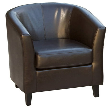 Bardwell Brown Bonded Leather Barrel Club Chair - Walmart.com