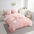thumbnail image 3 of Castle Fairy Pink Bow Twin Bedding Sets 7-Piece for Kids Teens Girls,Dreamy Princess Pearl Bow Knot Bedding Comforter Set Microfiber,Chic Floral Flowers Breathable Sheet Sets,Ultra Soft Home Decor, 3 of 8