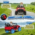 thumbnail image 5 of Joyracer 800W 24 Volt Ride on Toys, 4WD/2WD 3 Speeds Oversized Power Car Wheels, 2-Seater Ride on Truck with Remote Control, Electric Car Gift for Kids with Music, Bluetooth, Horn, Light, Red, 5 of 13