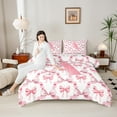 thumbnail image 4 of Castle Fairy Boys Girls Personalized Initial A Bedding Comforter Set 2pcs,Kawaii Pink Ribbon Bow Twin Comforter Sets Microfiber,Abstract Geometric Plaid Checkered Breathable Bedding Set, 4 of 8