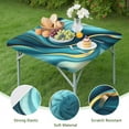 thumbnail image 4 of Teal and Gold Marble Splatter Pattern Square Fitted Tablecloth with Elastic Edge,Square Table Cover,Washable Elastic Table Cover for Home Kitchen Party Decor 34"x34", 4 of 6