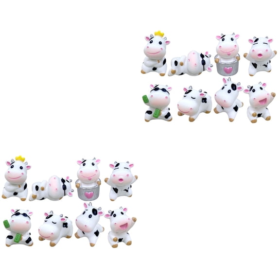 16 Pcs Mini Cow Figurines Set, Cute Animal Statues for Home, Garden, Interior Decor, Collectible Cow Sculptures and Ornaments