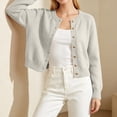 thumbnail image 6 of ATOYSOY Women Sweater Crew Neck Knitted Cardigan Elegant Long Sleeve Fashion Casual Sweater Top For Daily Wear, 6 of 7