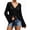 Black, variant on Womens Boho Sheer Crochet Crop Top with Bell Sleeves Flowy Oversized Ruched Pullover Sweater