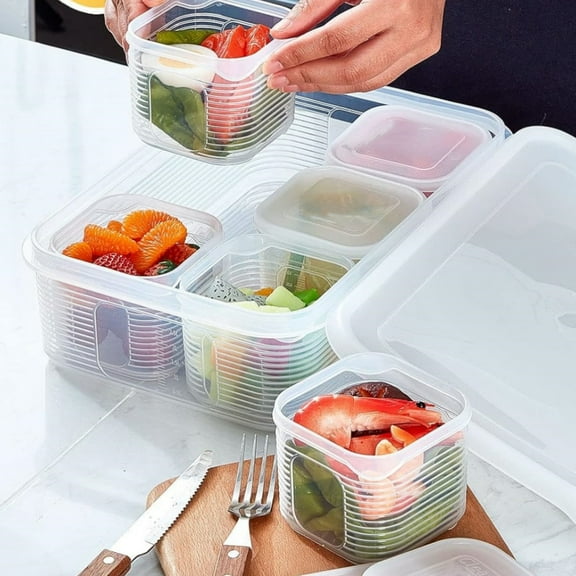 Airtight Stackable Meal Prep Containers Reusable - BPA-Free Plastic Food Storage with Lids for Pantry Organization, Refrigerator Salad Bar, and Vegetable Storage Containers for Fridge