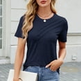thumbnail image 6 of Otvok Womens Tops New Short Sleeve Round Neck Solid Color Button Casual Fashion Blouse, 6 of 6
