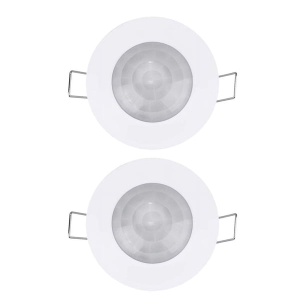 2X Interruptor de Luz del Detector del Sensor de Movimiento del Techo PIR Empotrado Infrarrojo de 110V-220V 360 °, Sensor de Luz de Movimiento