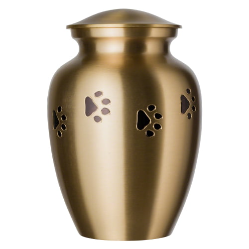 Hand Carved Brass Pet Cremation Urns Best Friend Services Ottillie Paws Series Pet Urn for Dogs and Cat Ashes 