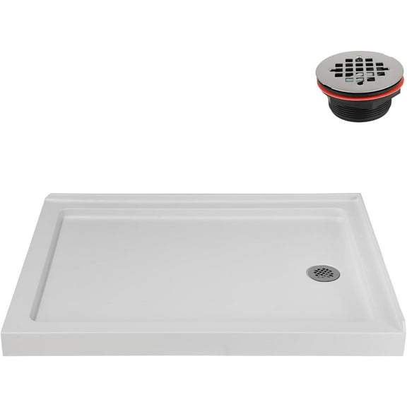 Streamline NTM-700-48WH-RH 48 in. x 36 in. Corner Acrylic Shower Base in Matte White with Right Hand Drain, Drain Included