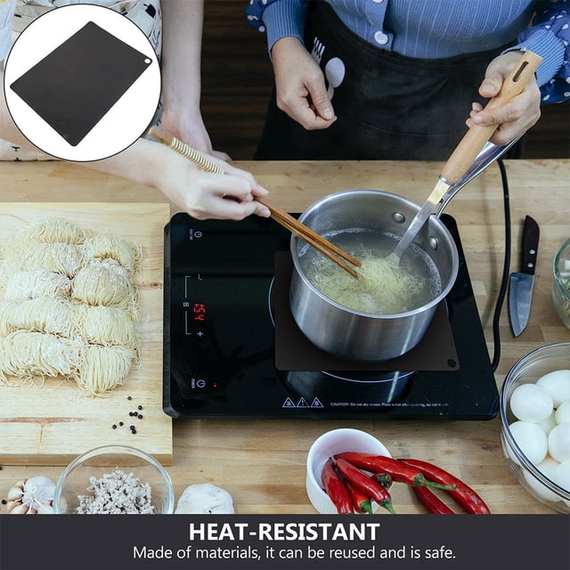 OFFIGAM Protective Mat for Induction Cooktops 1Pcs Induction Cooktop Mat Black Glass Fibre Heat Resistant Kitchen Use