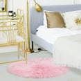 thumbnail image 2 of Unique Bargains Artificial Animal Wool Soft Faux Fur Sheepskin Plush Area Rug Light Pink 3x3 Feet Round, 2 of 8