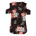 thumbnail image 4 of Tops con estampado de hombros descubiertos de manga corta con cuello en V a la moda para mujer Fridja  bn8163, 4 of 5