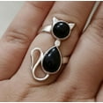 thumbnail image 2 of Navya Craft Natural Black Onyx Sterling Silver Handmade Statement Cat Design Women Ring Size 10.5, 2 of 8