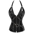 thumbnail image 3 of Medieval Gothic Retro Bustiers Corsets 14 Steel Bone Steampunk Burlesque Leather Halter Bustiers Corset With Thong Sexy Lingerie, 3 of 5