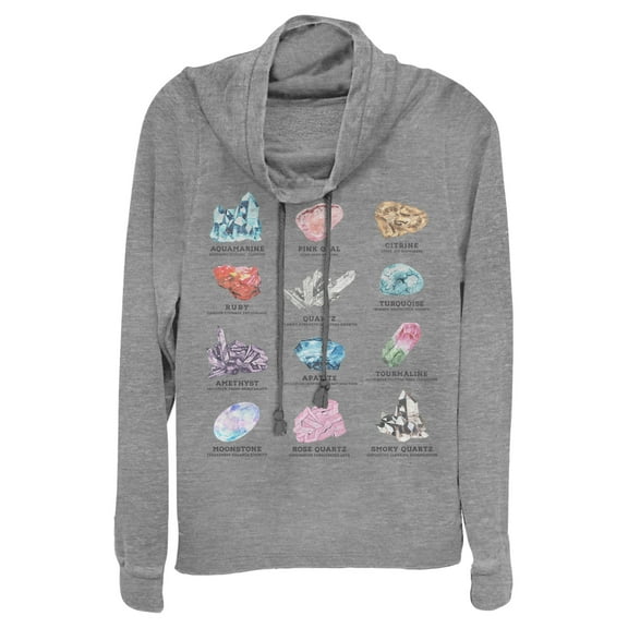 Junior's Lost Gods Crystal Chart Cowl Neck Sweatshirt Gray Heather 2X Large