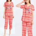 thumbnail image 2 of Tops de pijama para mujer con pantalones capri Conjuntos de pijama Adepaton CJWUS-5722, 2 of 4