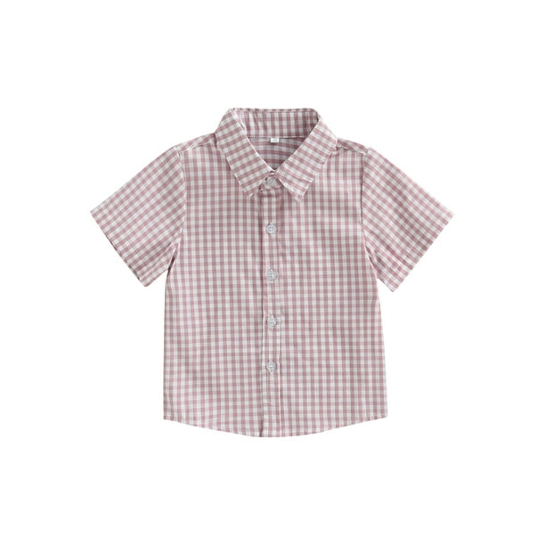 wsevypo Boys Button Down Short Sleeve Shirts Toddler Buffalo Plaid