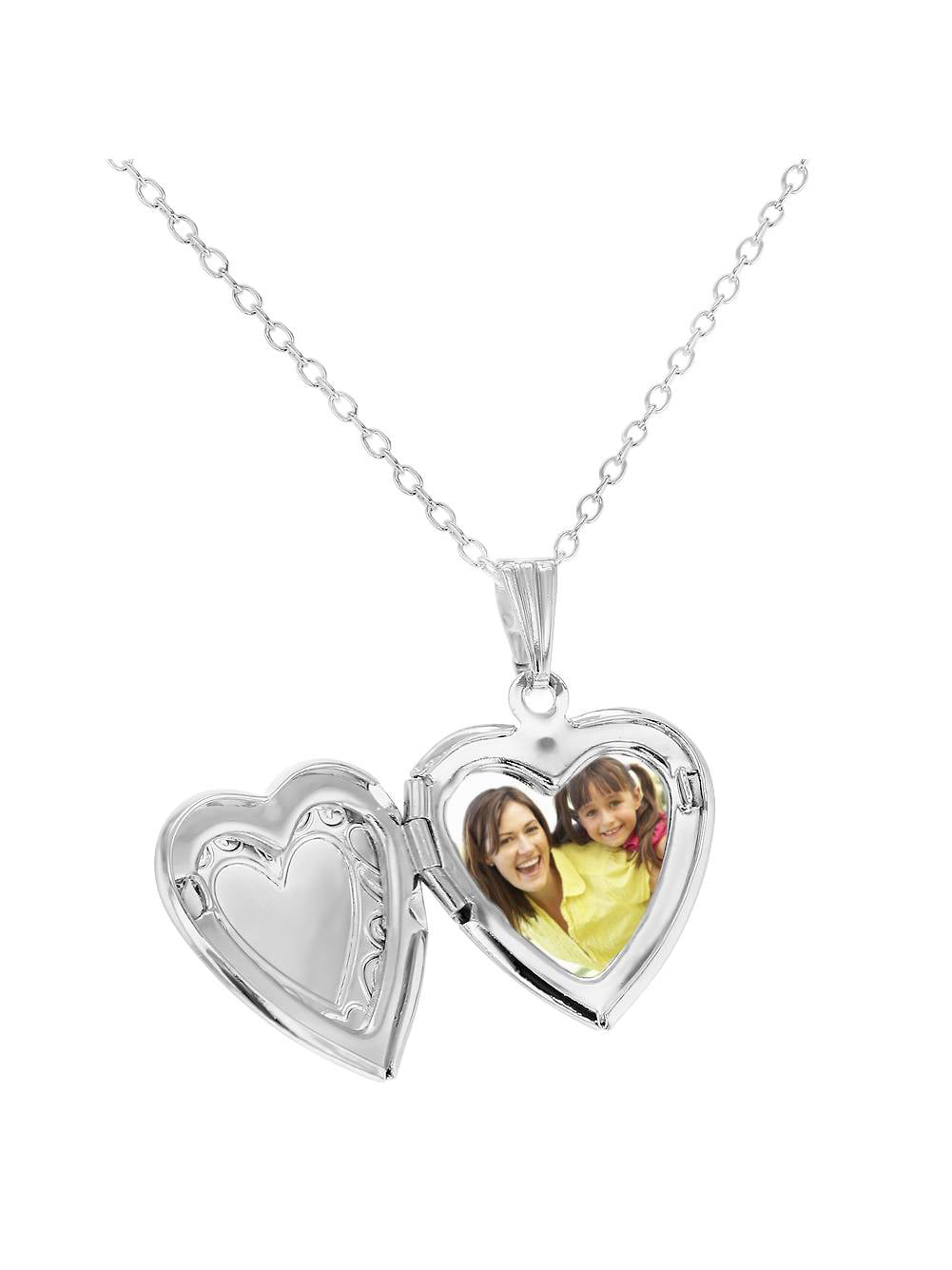 Gift for Women Girls Kids U7 Custom Any Picture Locket Necklace 925 Sterling Silver Tiny Heart Lockets Personalized Memory Full Color Photos Pendant with Chain 16-22 Inch 