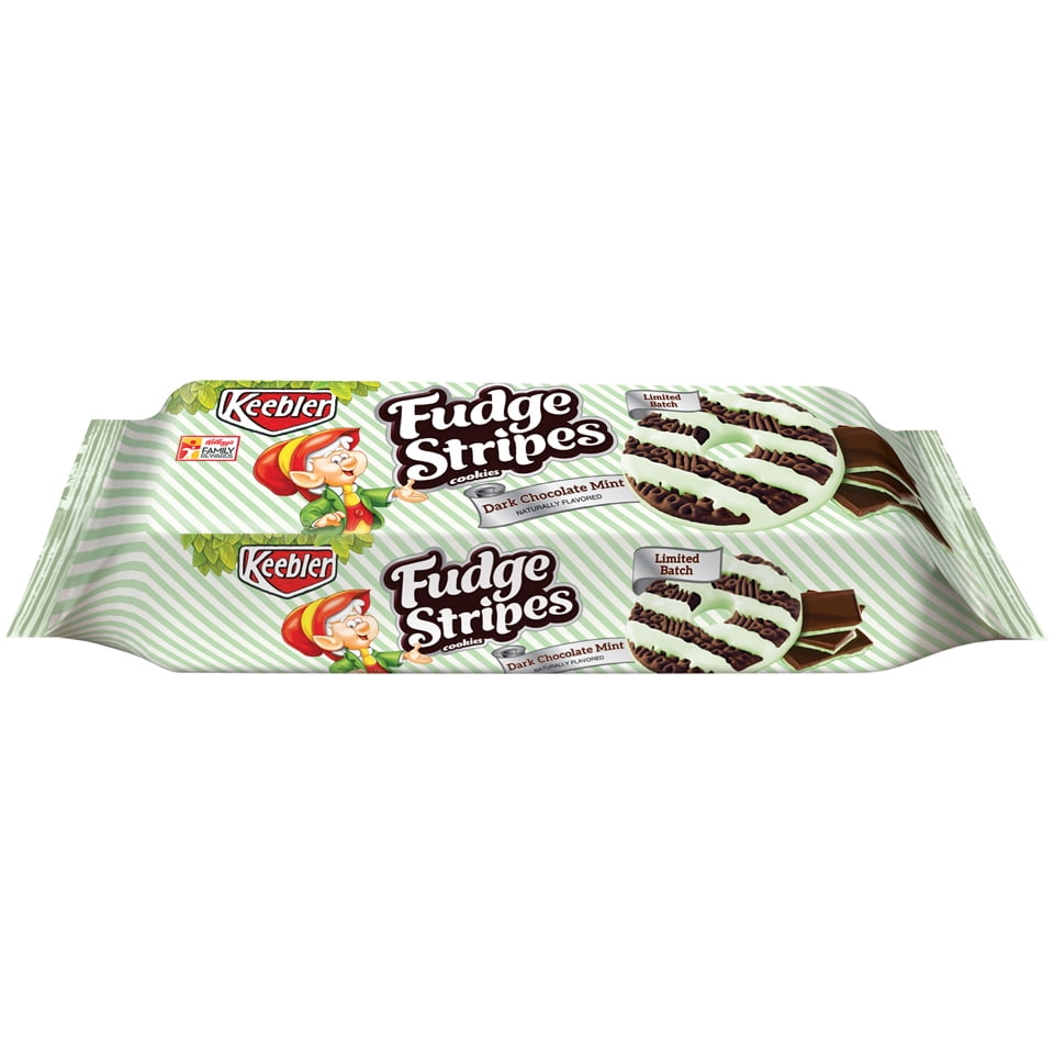(3 Pack) Keebler Fudge Stripes Dark Chocolate Mint Snack Cookies, 11.5