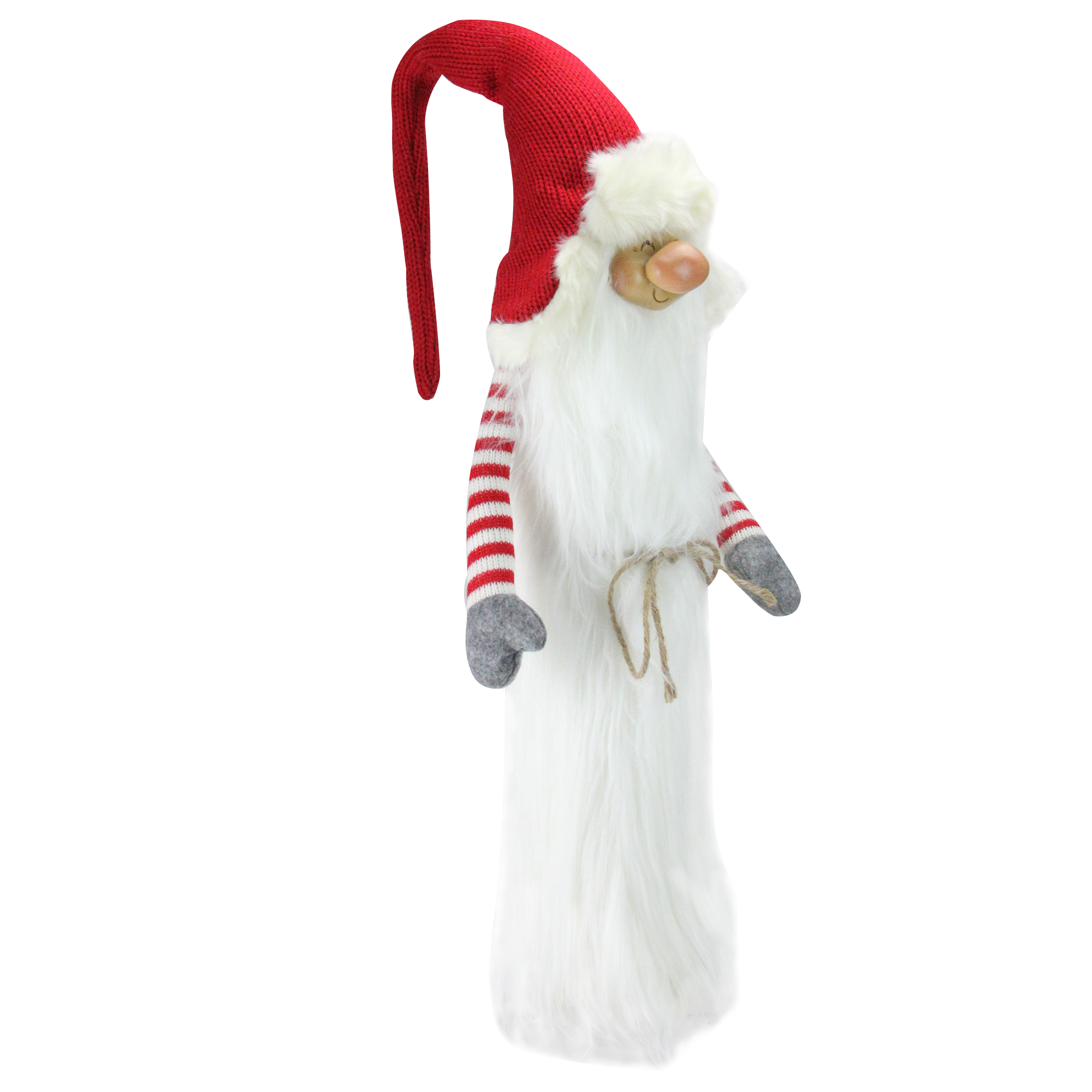 24" Traditional Christmas Slim Santa Gnome with White Fur Suit and Red Hat