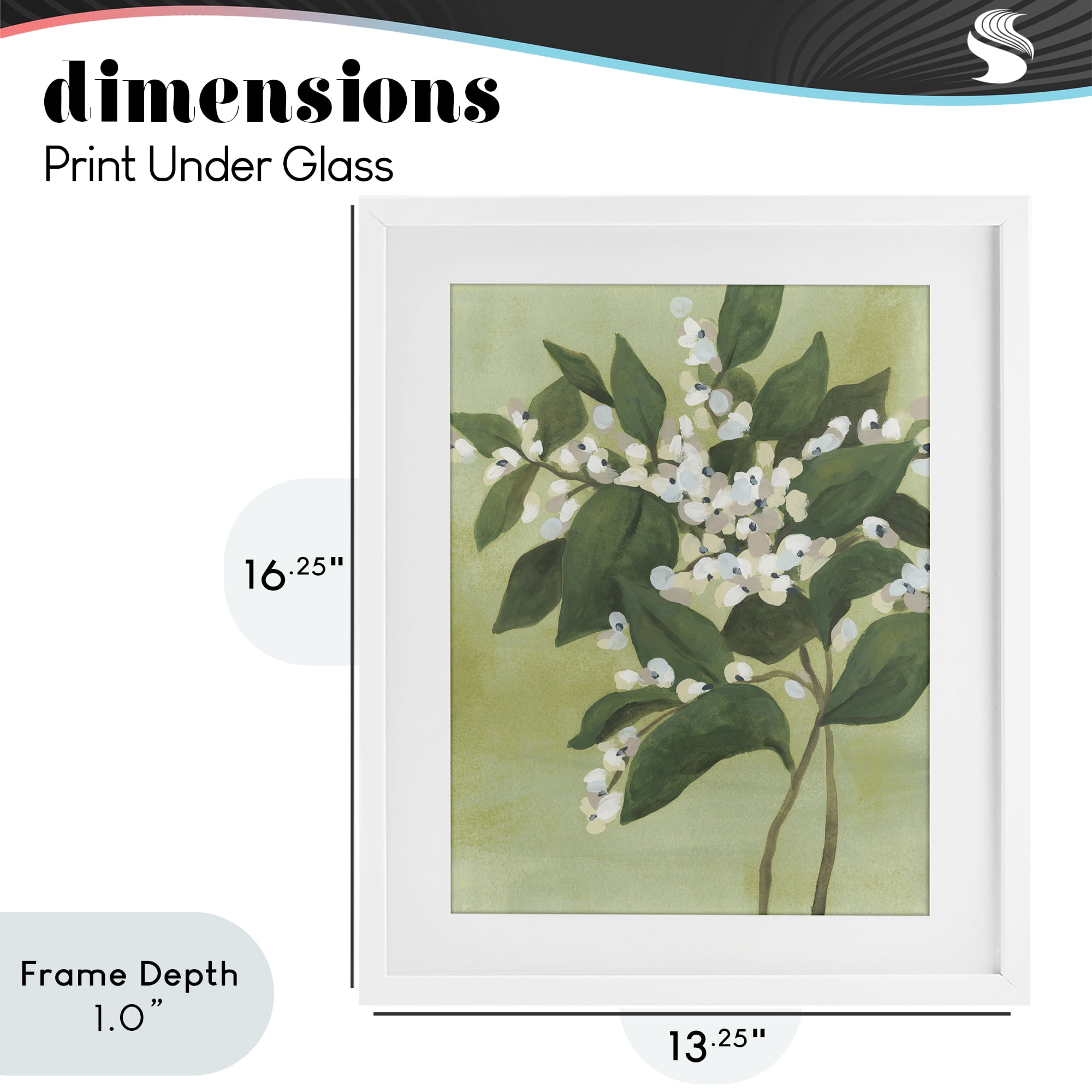 Stupell Industries Verdant Branch Bloom White Framed Print Under Glass, design by June Erica Vess