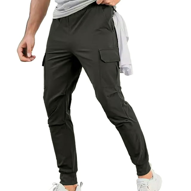 Men's Cargo Pants for Men Spring and Autumn Casual Solid Color Utility Trousers with Large Pocket Design for Daily Wear and Work