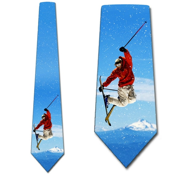 Skiing Ties Mens Winter Sports Tie Skier Necktie by Three Rooker