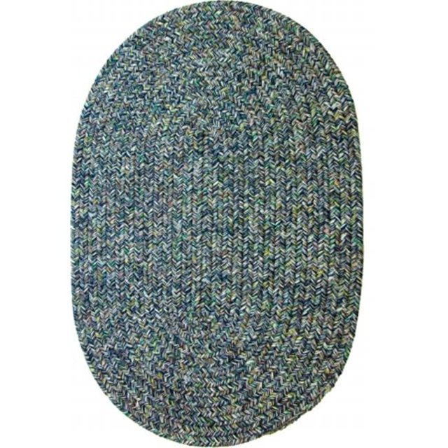 Rhody Rug SA98R096X132 Tapis Tressé Ovale Intérieur-Extérieur 8 x 11 Pi, Denim